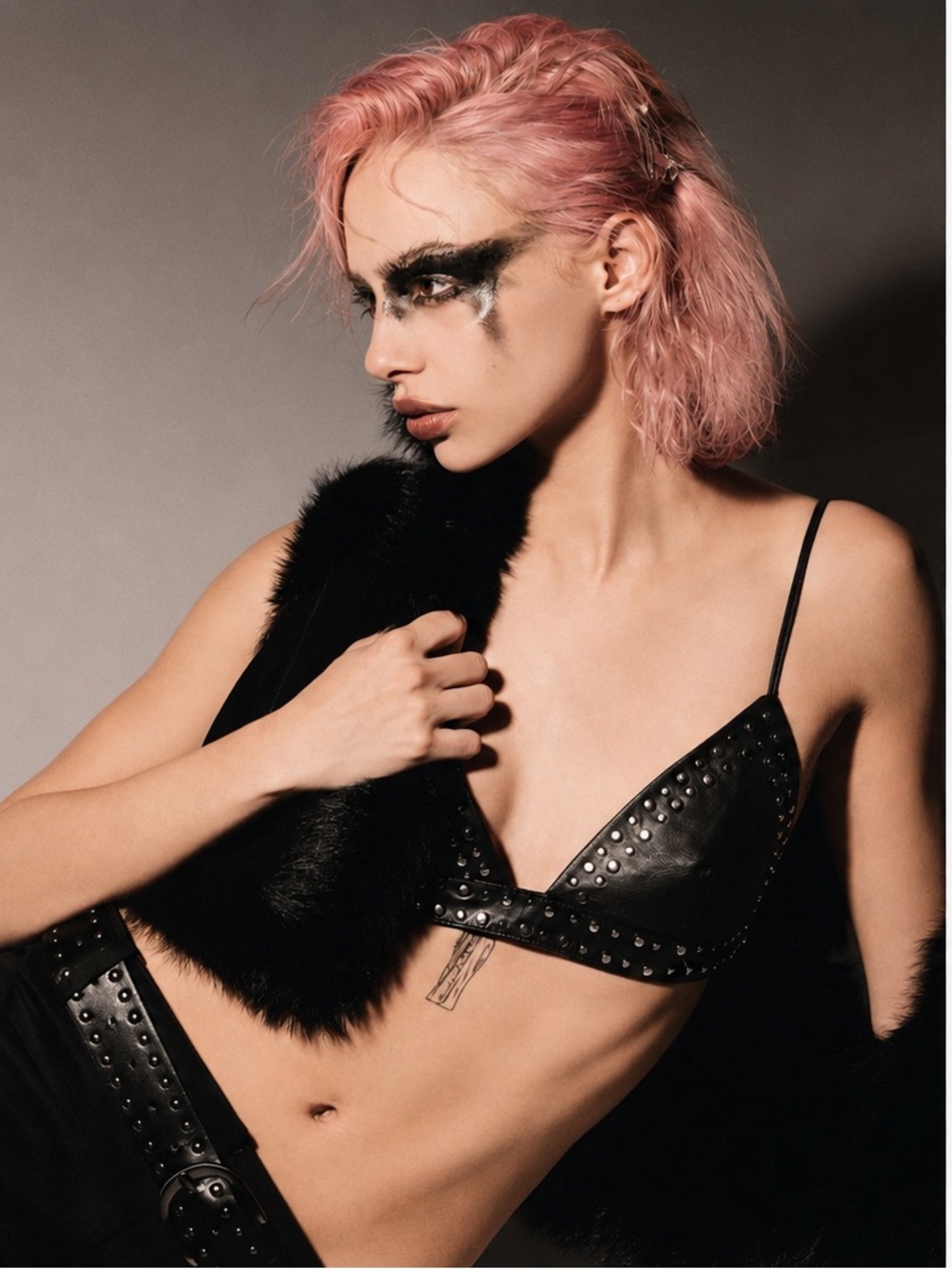 NWT Zara X Ludovic de Saint Sernin 100% Leather Studded Bralette Crop Top size M